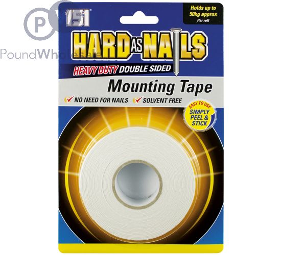 Wholesale 151 Hard As Nails Heavy Duty Double Sided Mounting Tape 24mm X 5m Pound Wholesale Wholesale 151 Hard As Nails Heavy Duty Double Sided Mounting Tape 24mm X 5m Pound Wholesale