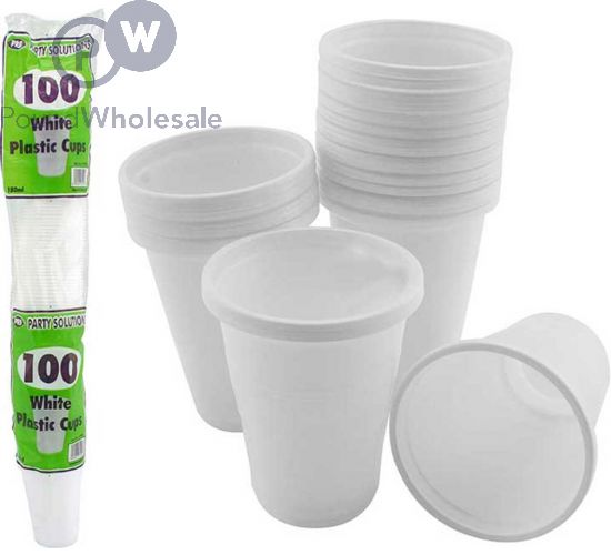 Wholesale White Plastic Cups 100 Pack Pound Wholesale