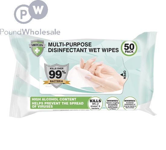 Wholesale Viroclen Multipurpose Disinfectant Wet Wipes 50 Pack Pound