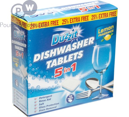 Wholesale Duzzit Dishwasher Tablets 5in1 Lemon 12 Pack Pound Wholesale