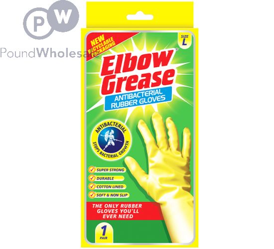 Wholesale Elbow Grease Anti Bacterial Rubber Gloves Large Pound Wholesale