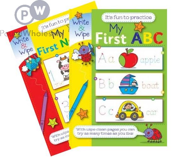 Wholesale My First Numbers Abc Book Wipe And Clean Reusable No Vat 2 Assorted Designs Pound Wholesale