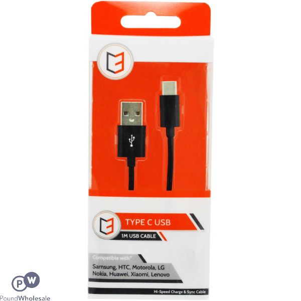 Vibe Type C Black Usb Cable 1m