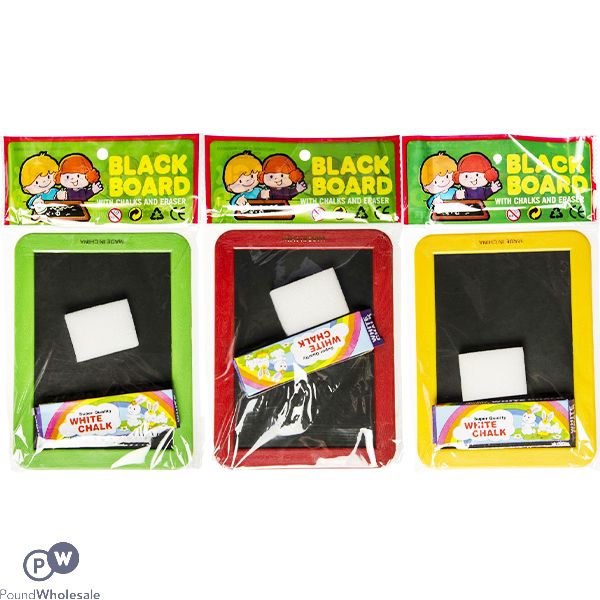 Blackboard With Chalks & Eraser Assorted Colours