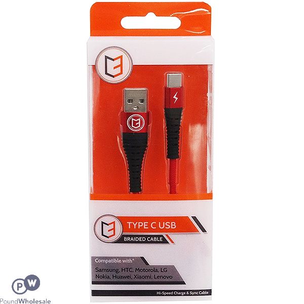 Hi-speed Type C Usb Braided Cable Red