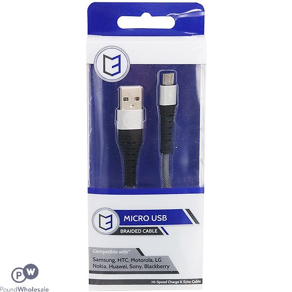  MICRO USB HI-SPEED BRAIDED CABLE SILVER 1M