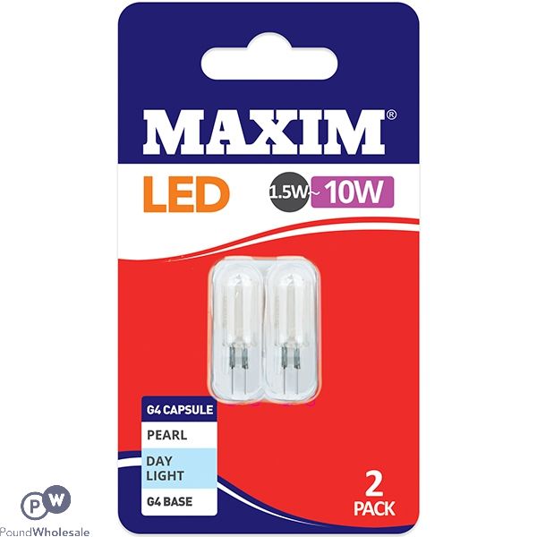 MAXIM G4 CAPSULE 1.5W-10W LED LIGHT BULB DAY LIGHT 2PK