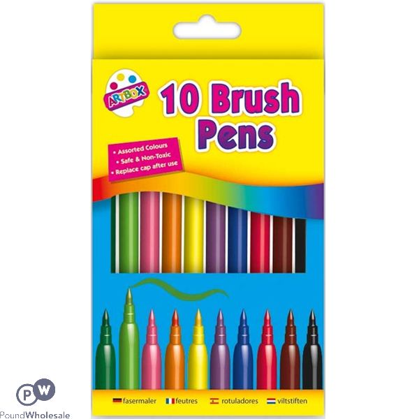 ARTBOX ASSORTED COLOUR BRUSH PENS 10 PACK