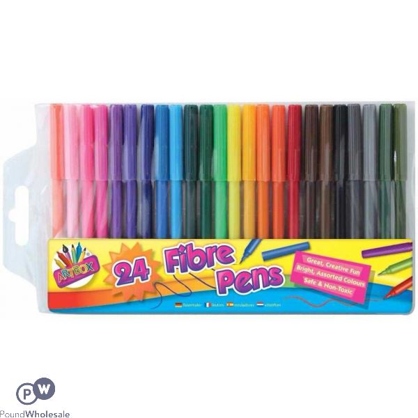 ARTBOX FIBRE PENS SET ASSORTED COLOURS 24 PACK