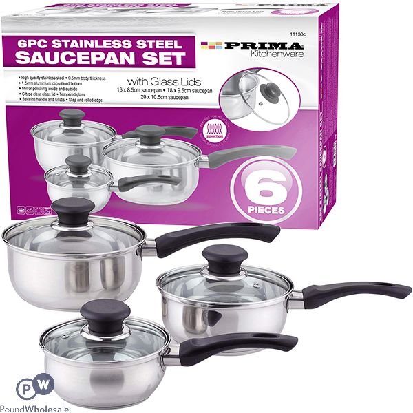 Prima Stainless Steel Saucepan Set 6pc