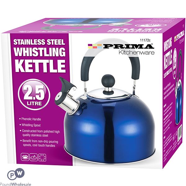 Prima Stainless Steel Blue Whistling Kettle 2.5l