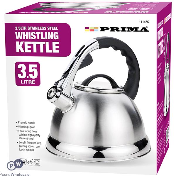 PRIMA STAINLESS STEEL CHROME WHISTLING KETTLE 3.5L