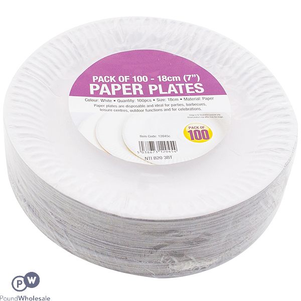 ROUND DISPOSABLE PAPER PLATES 7" 100 PACK