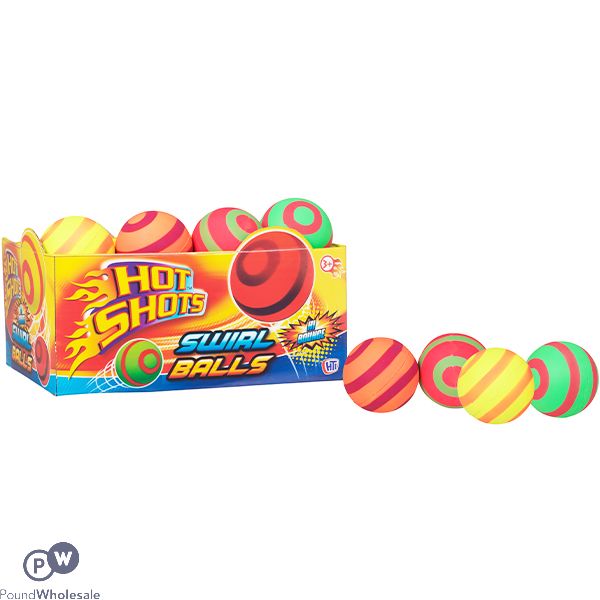 Hot Shots High Bounce Swirl Balls Cdu Assorted Colours