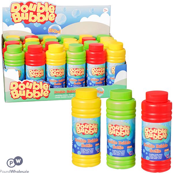 Double Bubble Bubble Bottle Assorted Colours 250ml CDU