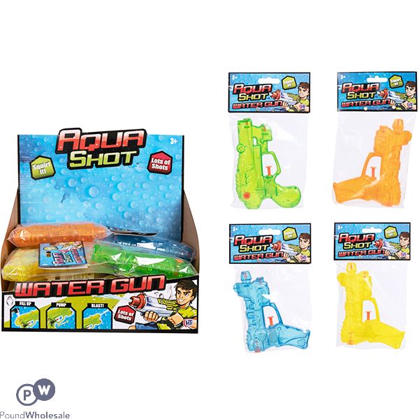 Aqua Shot Water Gun Cdu Assorted Colours