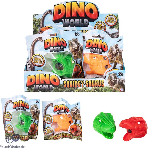 Dino World Squidgy-Saurus Squish Toy CDU Assorted Colours