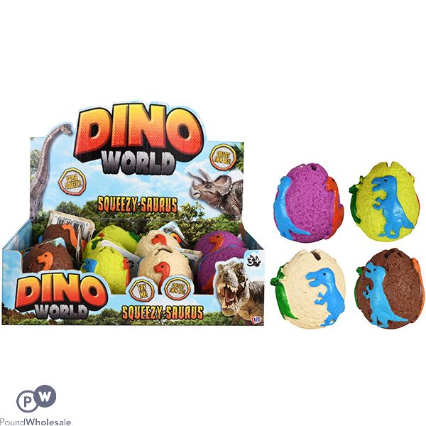 Dino World Squeezy-saurus Dinosaur Egg Cdu Assorted Colours