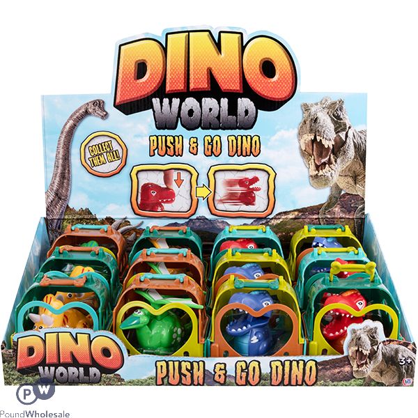 Dino World Push & Go Dinosaur Toy CDU Assorted