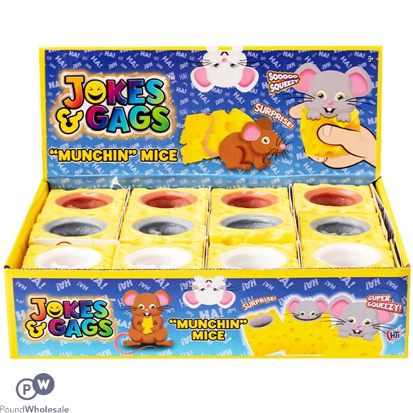 Jokes & Gags "munchin" Mice Squish Toy Cdu Assorted Colours