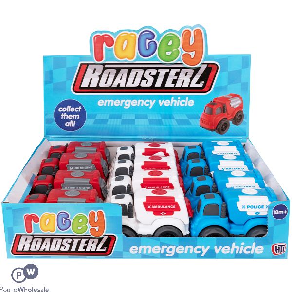 RACEY ROADSTERZ EMERGENCY VEHICLE TOY CDU ASSORTED