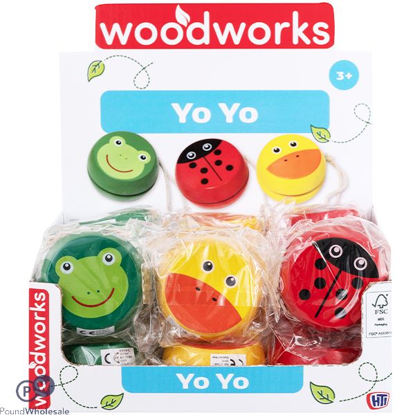 Woodworks Wooden Animal Yo Yo Cdu Assorted