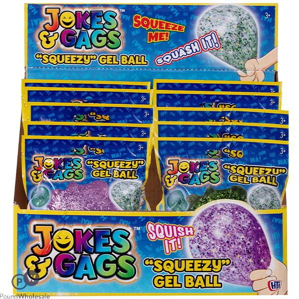 Jokes & Gags Squeezy Gel Ball Squish Toy Cdu Assorted Colours