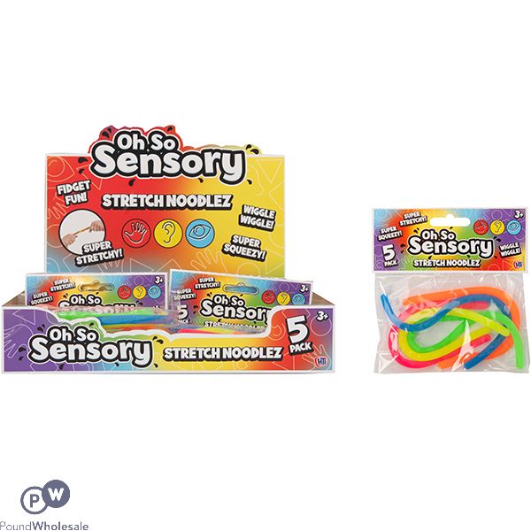 Oh So Sensory Multi-coloured Stretch Noodlez 5 Pack Cdu