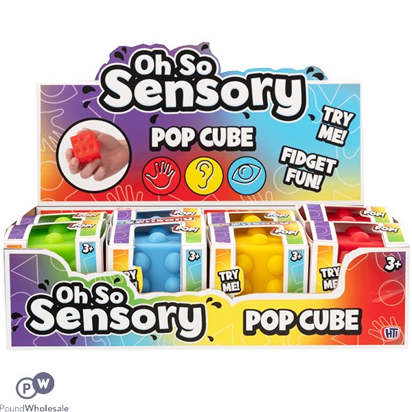 Oh No Sensory Pop Cube Fidget Toy CDU Assorted Colours