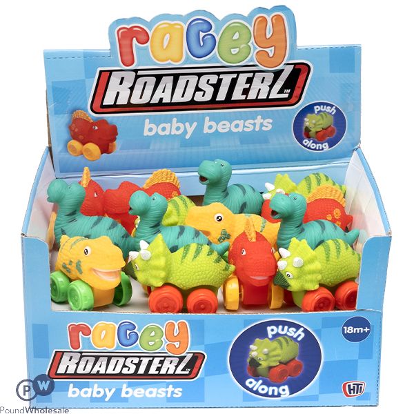 Roadsterz Racey Push Along Baby Beasts Dinosaur Vehicles Cdu Assorted