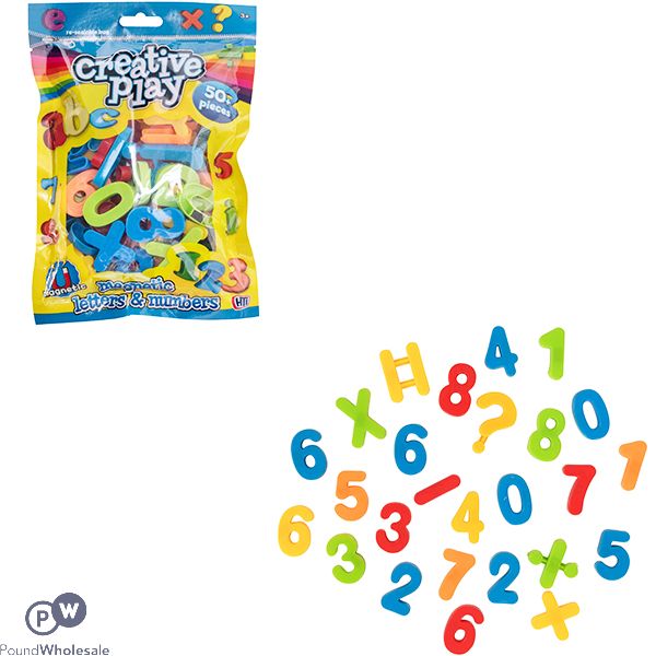 Creative Play Assorted Colour Magnetic Letters & Numbers 50 Pack
