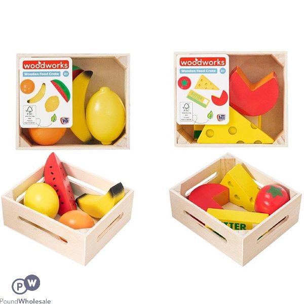 Wood Works Wooden Food Crate Toys 5pc Assorted