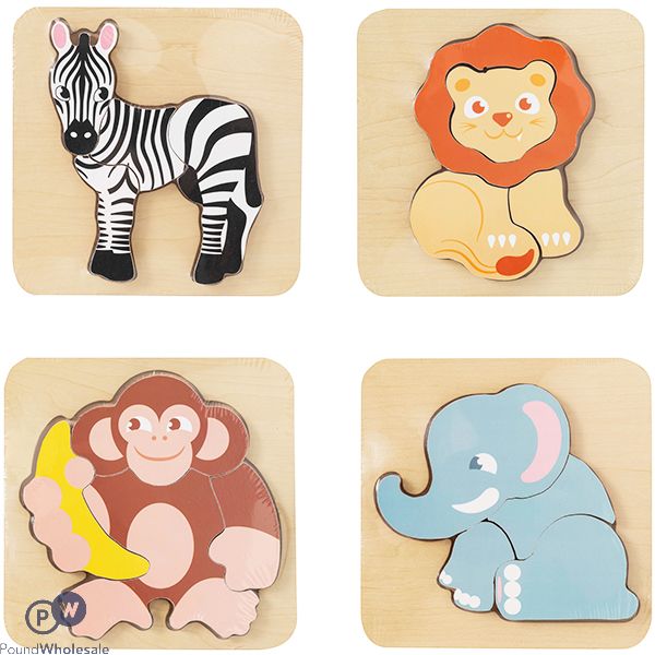 Wood Works Wooden Baby Jungle Puzzles Assorted