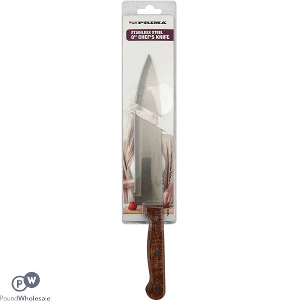 Prima Stainless Steel Wood Handle Chef's Knife 8"