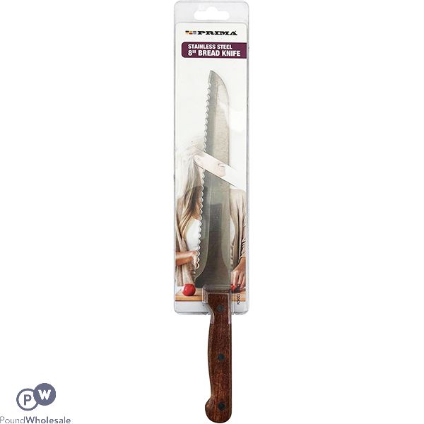 Prima Stainless Steel Wood Handle Bread Knife 8"