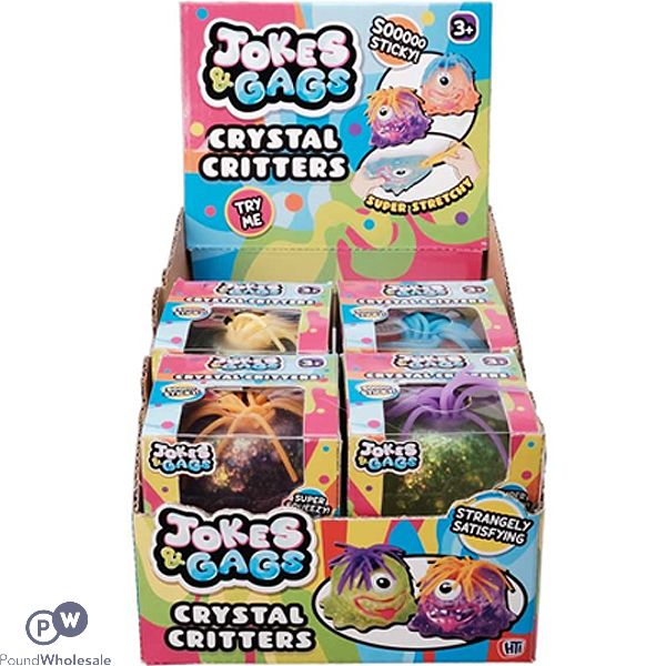 Jokes & Gags Super Squeezy Crystal Critters Squish Toy Cdu Assorted Colours