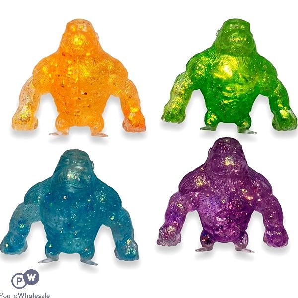 Squish-squeeze Glitter Gorilla Squish Toy Cdu Assorted Colours