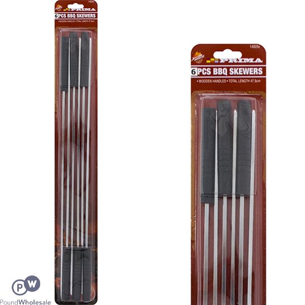 PRIMA BBQ SKEWERS 47.5CM 6PC