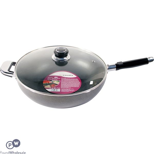 Prima Non-stick Wok With Glass Lid 30cm