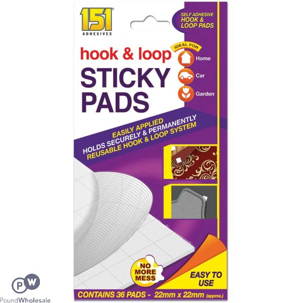 151 HEAVY DUTY HOOK & LOOP EXTERIOR STICKY PADS 36 PACK