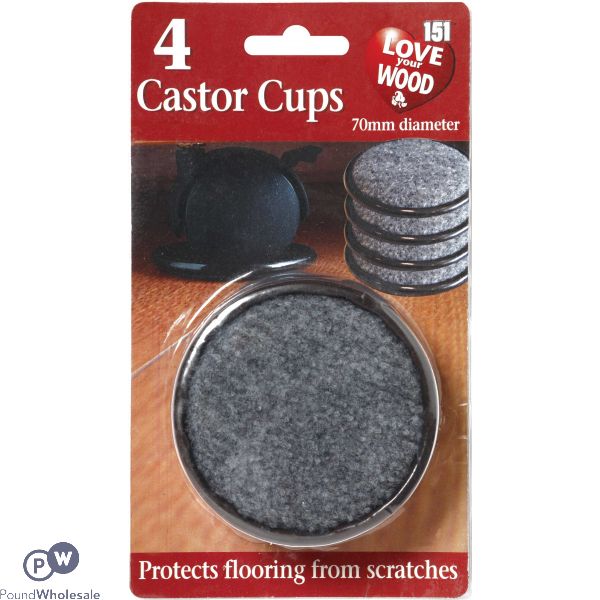 151 LOVE YOUR WOOD CASTOR CUPS 70MM 4 PACK