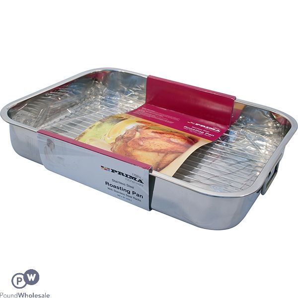 Prima Stainless Steel Roasting Pan With Rack 42cm X 31cm