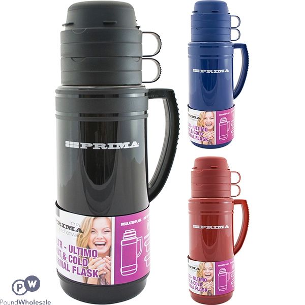 PRIMA THERMAL VACUUM TRAVEL FLASK ASSORTED COLOURS 1.8L