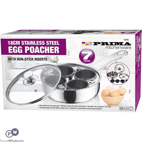 PRIMA EGG POACHER SET WITH NON-STICK INSERTS 7PC