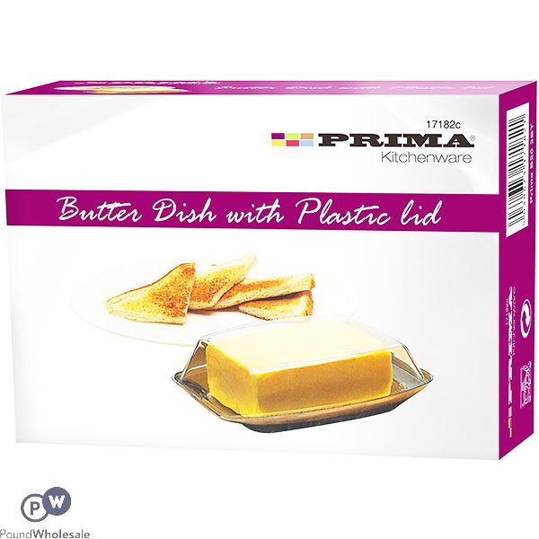 Prima Stainless Steel Butter Dish With Plastic Acrylic Lid Set