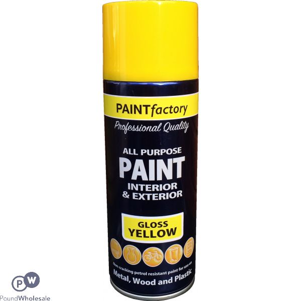 All Purpose Yellow Gloss Spray Paint 400ml (metal,wood And Plastic)