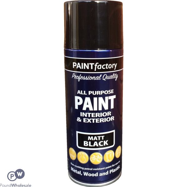 Paint Factory All Purpose Black Matt Spray Paint 400ml