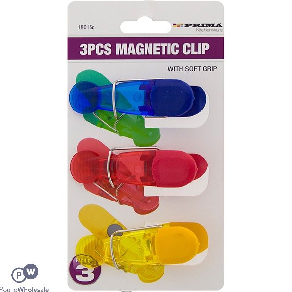 Prima Magnetic Clip Assorted Colours 3pc