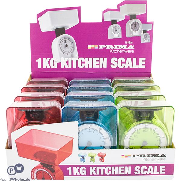 Prima Kitchen Scale 1kg Assorted Colours Cdu