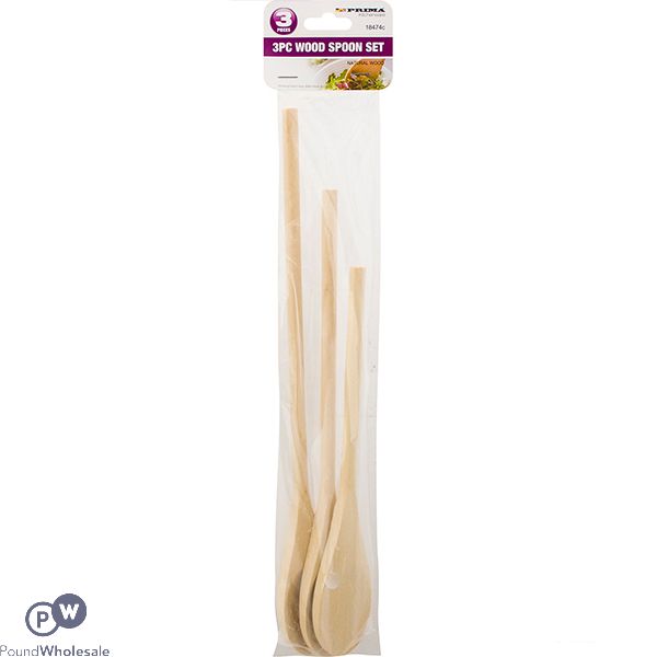 PRIMA WOODEN SPOON SET ASSORTED SIZES 3PC